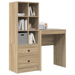 vidaXL Bureau avec tiroir avec étagère 2 Pièces Chêne Sonoma