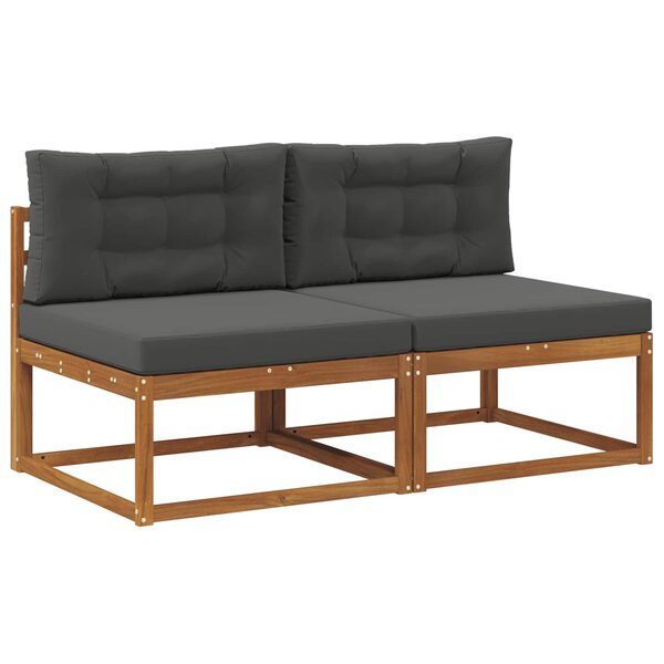 vidaXL Sofa de milieu extérieur avec coussin 2 Pièce Naturel