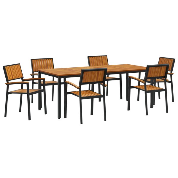 vidaXL Ensemble de salle à manger de jardin 7 pièces en bois d'acacia massif et métal