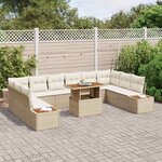 vidaXL Ensemble de canapé de jardin 11 Pièces Beige Poly rotin