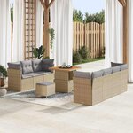vidaXL Ensemble de canapé de jardin 10 Pièces Beige polyrotin