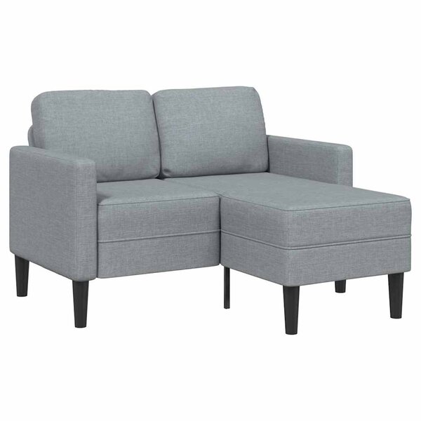 vidaXL Canapé 2 places avec méridienne en L gris clair 125 cm tissu