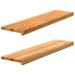 vidaXL Marches d'escalier 2 Pièces marron clair 100x30x2 cm chêne massif