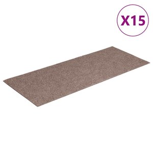 vidaXL Tapis d'escalier autocollants 15 pièces 60 x 25 cm Marron clair Rectangulaire