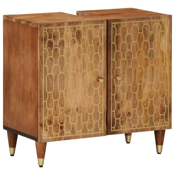 vidaXL Armoire lavabo de salle de bain bois massif de manguier