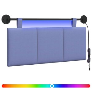 vidaXL Tête de lit suspendue Avec lumière LED Bleu denim Tissu