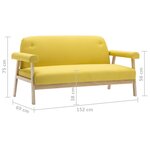Vidaxl canapé à 3 places tissu jaune