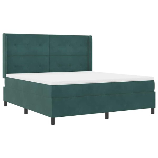 vidaXL Lit à ressorts avec tête de lit Vert foncé 180 x 200 cm Velours