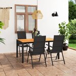 vidaXL Ensemble à manger de jardin 5 Pièces noir et marron