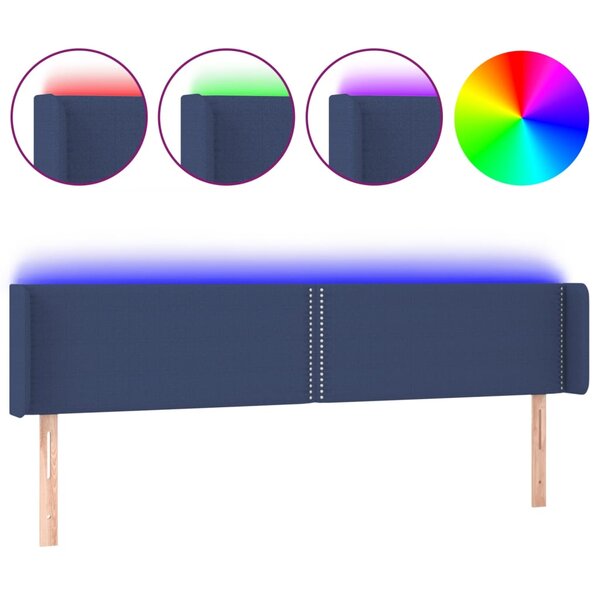 vidaXL Tête de lit à LED Bleu 163x16x78/88 cm Tissu