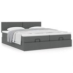 VidaXL Cadre de lit ottoman avec matelas gris foncé 180x200cm tissu