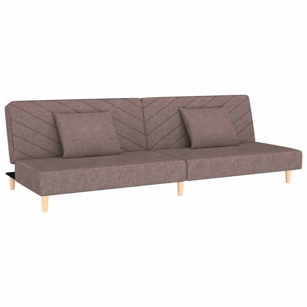 vidaXL Canapé-lit à 2 places avec deux oreillers taupe tissu