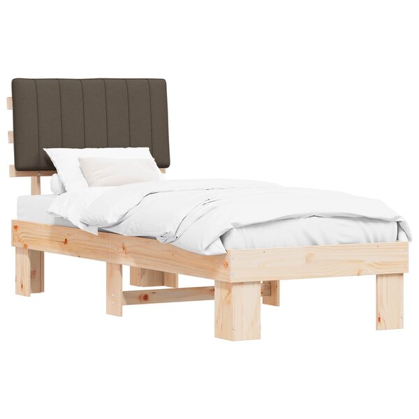 vidaXL Cadre de lit avec tête de lit rembourrée Taupe 80 x 200 cm