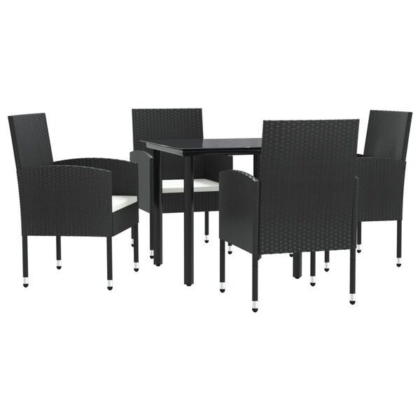 vidaXL Ensemble à manger de jardin 5 Pièces noir résine tressée et acier