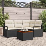 vidaXL Ensemble de canapé de jardin 5 Pièces Noir  blanc
