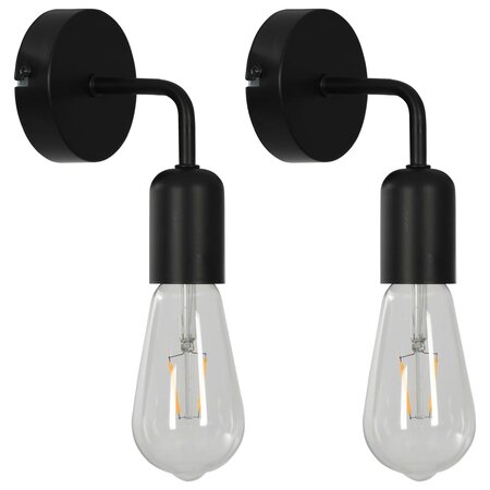 Icaverne - Lampes Stylé Lampe murale 2 pcs avec ampoules à filament 2W Noir E27