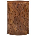 vidaXL Tabouret mosaïque Marron Bois de teck solide