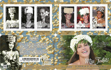 Carnet 6 timbres - Polynésie Française - Carnet Miss Tahiti - 2021