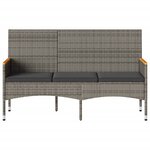 vidaXL Banc de jardin 3 places avec coussins gris résine tressée
