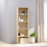 vidaXL Bibliothèque à 5 niveaux Blanc et chêne Sonoma Bois ingénierie