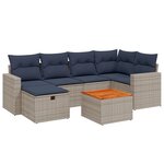 vidaXL Salon de jardin 7 Pièces avec coussins gris résine tressée