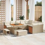 vidaXL Ensemble de canapé de jardin avec coussin 12 Pièces Beige et crème