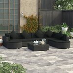 vidaXL Salon de jardin 8 Pièces avec coussins Résine tressée Noir