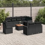 vidaXL Salon de jardin 9 Pièces avec coussins noir résine tressée