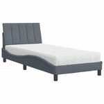vidaXL Lit avec matelas Hanko gris foncé 80x200 cm velours