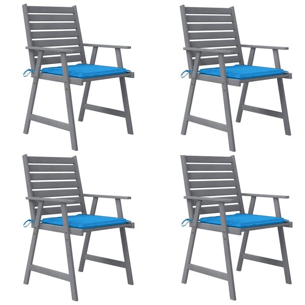 vidaXL Chaises à manger d'extérieur et coussins lot de 4 Acacia massif