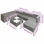 vidaXL Salon de jardin 8 Pièces avec coussins Résine tressée Gris