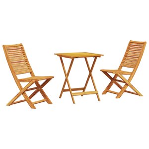 Ensemble de bistro pliable 3 pièces en bois d'acacia massif