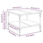 vidaXL Table basse Chêne noir 55 x 55 x 40 cm Bois d'ingénierie
