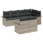 vidaXL Ensemble de salon de jardin 7 pièces avec coussins - Poly Rattan Gris clair