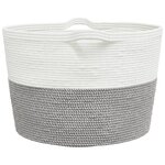 vidaXL Panier à linge gris et blanc Ø60x36 cm coton