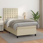 vidaXL Lit à sommier tapissier avec matelas Crème 90x190 cm Similicuir
