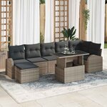 vidaXL Ensemble de canapé de jardin 8 Pièces Gris Poly rotin
