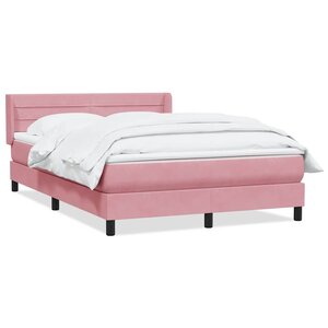 vidaXL Sommier à lattes de lit avec matelas rose 140x220 cm velours