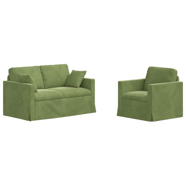 vidaXL Canapé 2 Pièces Vert clair 138 x 78 x 80 cm Velours