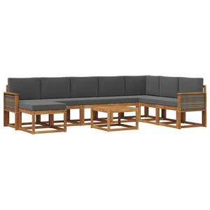 vidaXL Ensemble de canapés d'extérieur 9 Pièces Naturel et Anthracite