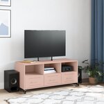 vidaXL Meuble TV rose 100 5x39x43 5 cm acier