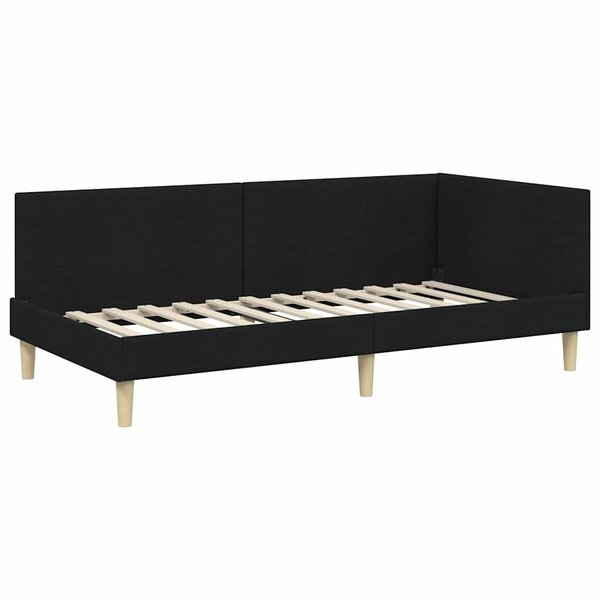 vidaXL Cadre de lit d'angle Noir 80 x 200 cm Tissu et bois reconstitué