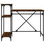 Bureau table poste de travail meuble d'ordinateur informatique étude avec étagères chêne 105 x 50 x 90 cmbois d'ingénierie et fer brun 02_0023484