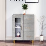 vidaXL Buffet gris béton 69 5x34x90 cm bois d'ingénierie