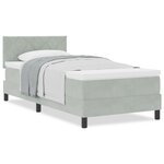 Lit à ressort vidaXL avec matelas en velours gris clair simple