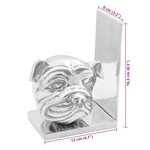 vidaXL Serre-livres 2 Pièces Argent 8x12x16 5 cm Aluminium Chien