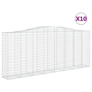 vidaXL Paniers à gabions arqués 10 Pièces 400x50x160/180 cm fer galvanisé