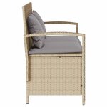 VidaXL Banc de rangement de jardin avec coussin beige résine tressée