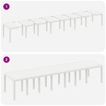 Ensemble de salle à manger de jardin de 17 pièces avec coussins Rattan poly blanc