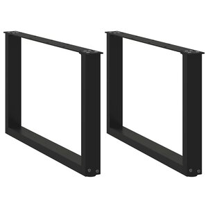 vidaXL Pieds de table basse en U  2 pièces  noir  60 x (42-43) cm  acier